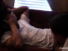 Bentley getting a pretty amazing dick down from the other brothers in the house!, Added: 2013-06-17 by Fraternity X