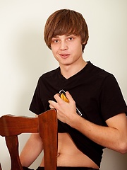 Shaggy haired twink Michael exposes hard cock., Added: 2014-05-03 by YoungStraightBoys