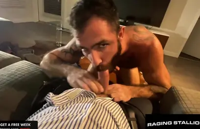 Hairy Hunk Striptease N' Blowjob - Jake Nicola, Vince Parker