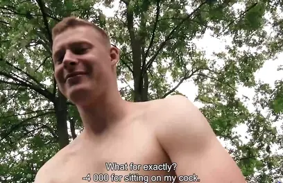 Blond Twink Blows a Stranger's Thick Cock out in the Park & Swallows his Cum for Money